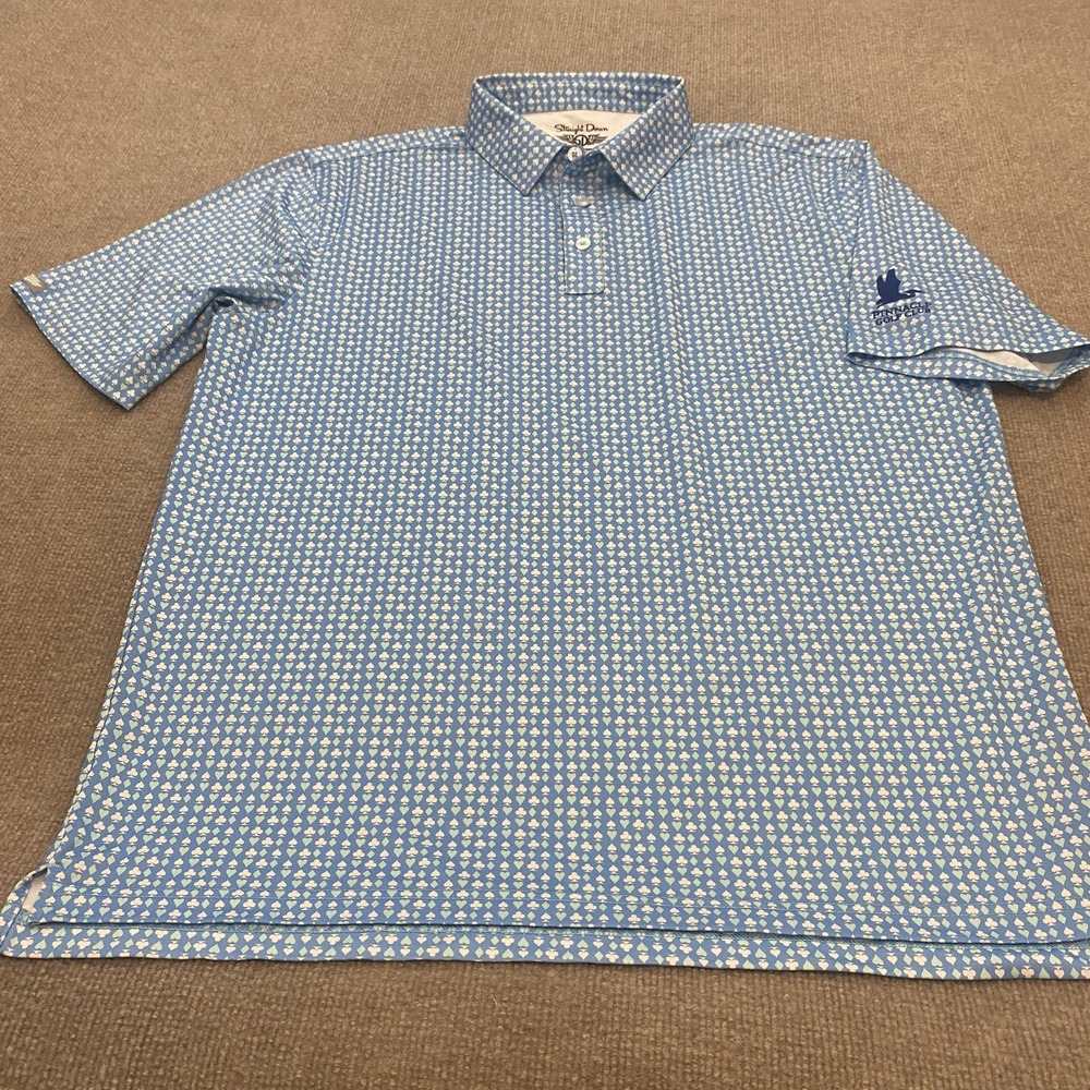 Pinnacle Golf Club Shirt Mens XL Blue All Over Print Golf Polo Straight Down